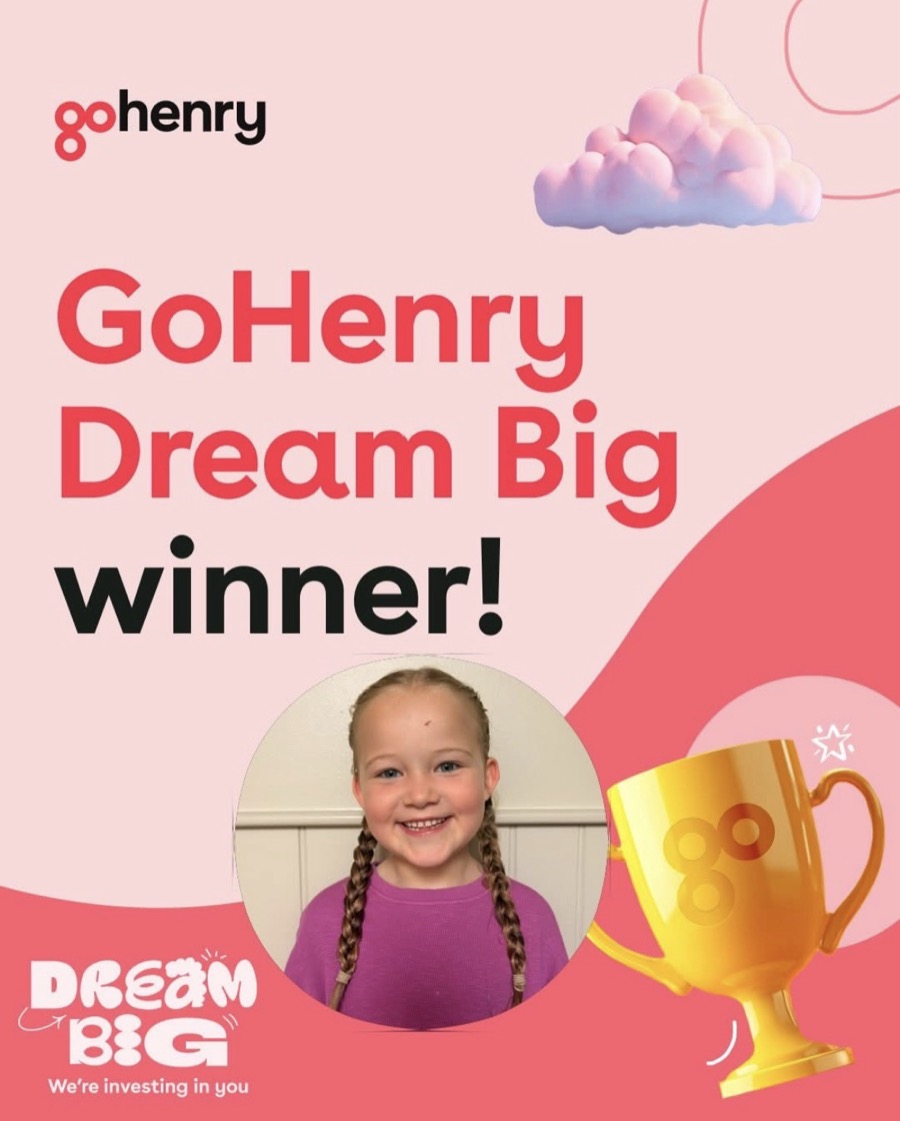 GoHenry Dream Big winner announcement featuring Sophie